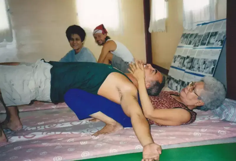 Traditional Thai massage training session